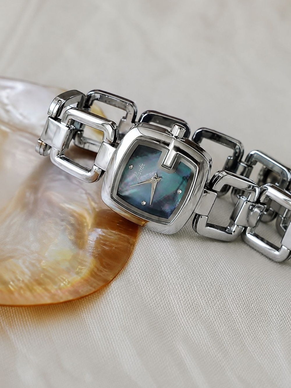 Silver Bracelet Watch with Blue Mother-of-Pearl Dial - Picture 3 of 4
